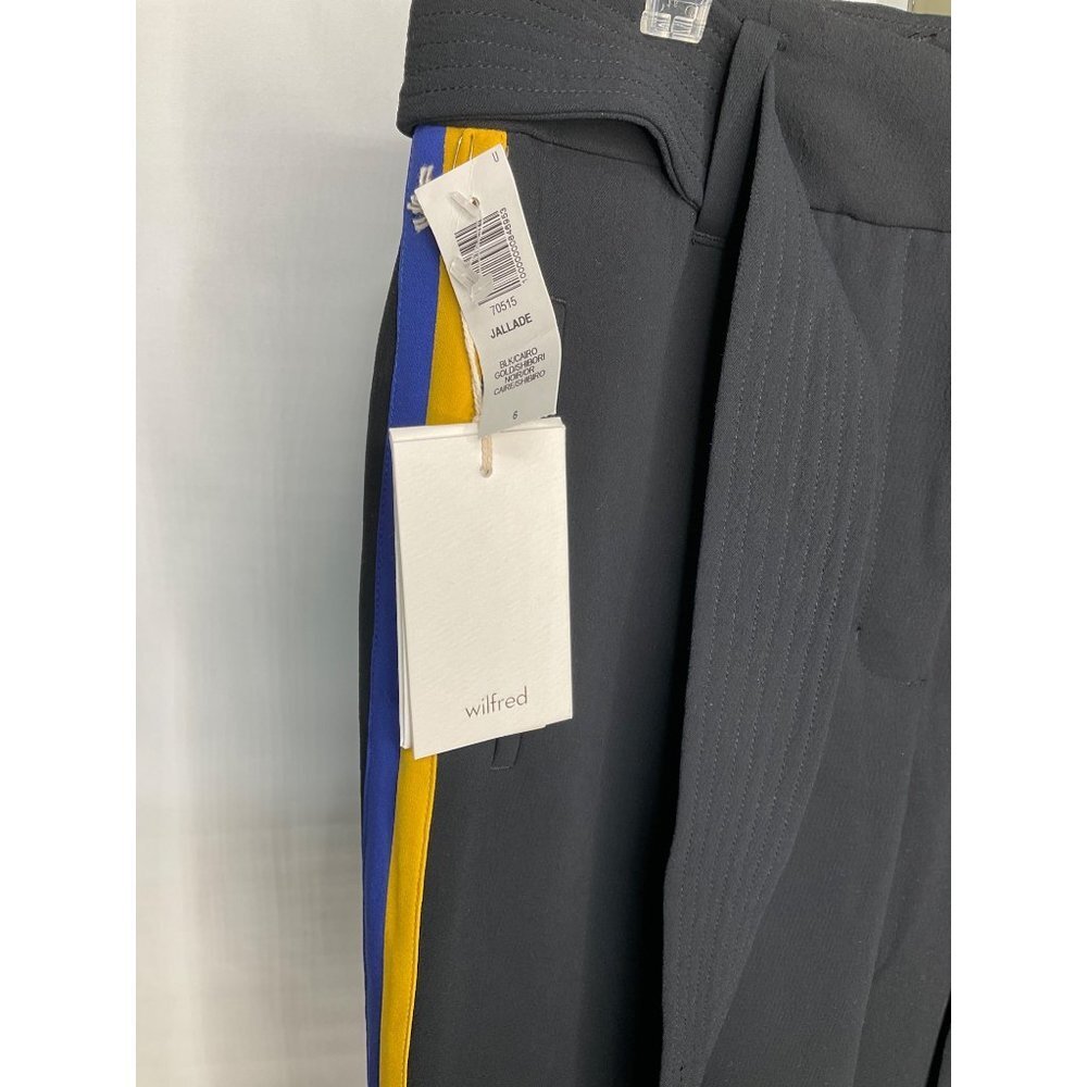 Nwt Wilfred Artizia Size 6 Jallade Wool Tie-Front Pants Black Yellow Blue - Picture 3 of 8